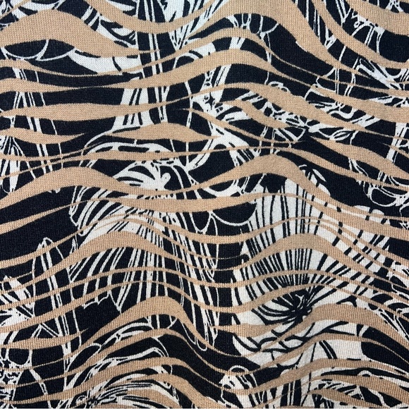 Chico’s Button Accented Boat Neck Tunic Sweater Sz 2 (L/12) Abstract Ribbed Trim - Picture 3 of 11